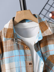 Toddler Boys Plaid Button Down Shirt Long Sleeve Outwear Jacket