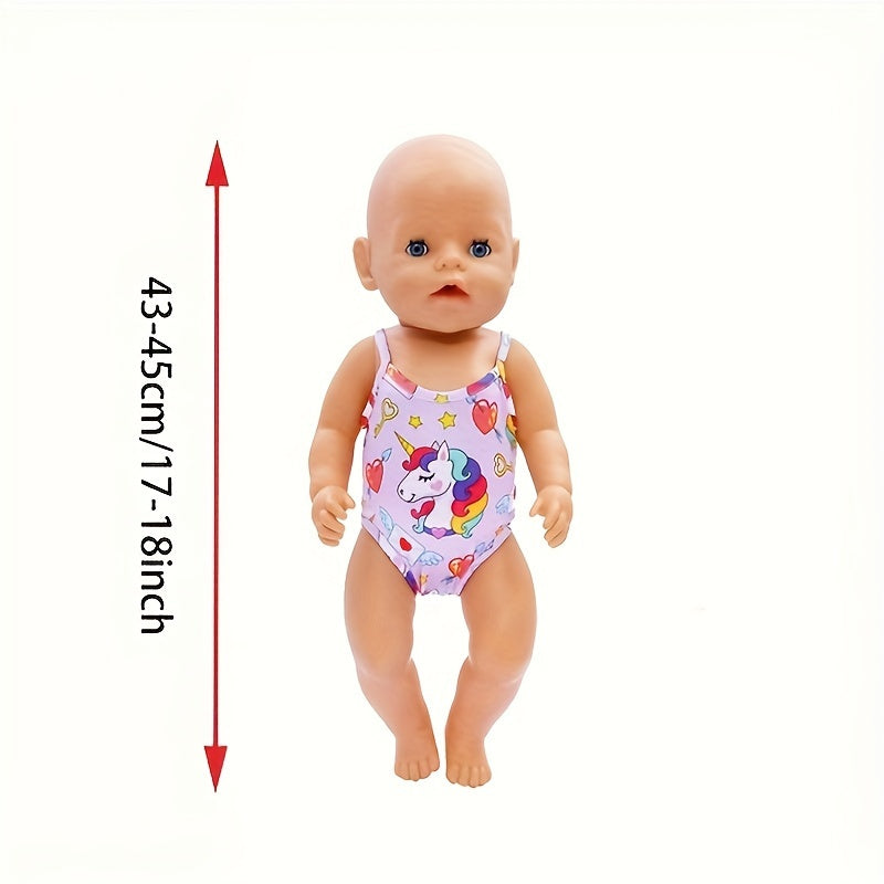 Unicorn Bikini Doll Outfit with Belly Band for 18 Inch Dolls