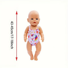 Unicorn Bikini Doll Outfit with Belly Band for 18 Inch Dolls