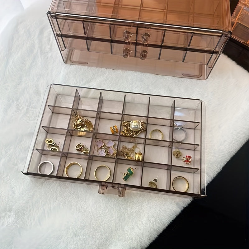3-Drawer Clear Earring Jewelry Organizer Box