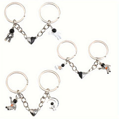 Metal Spaceman Heart Magnetic Key Ring Keychain Bag Purse Ornament Pendant