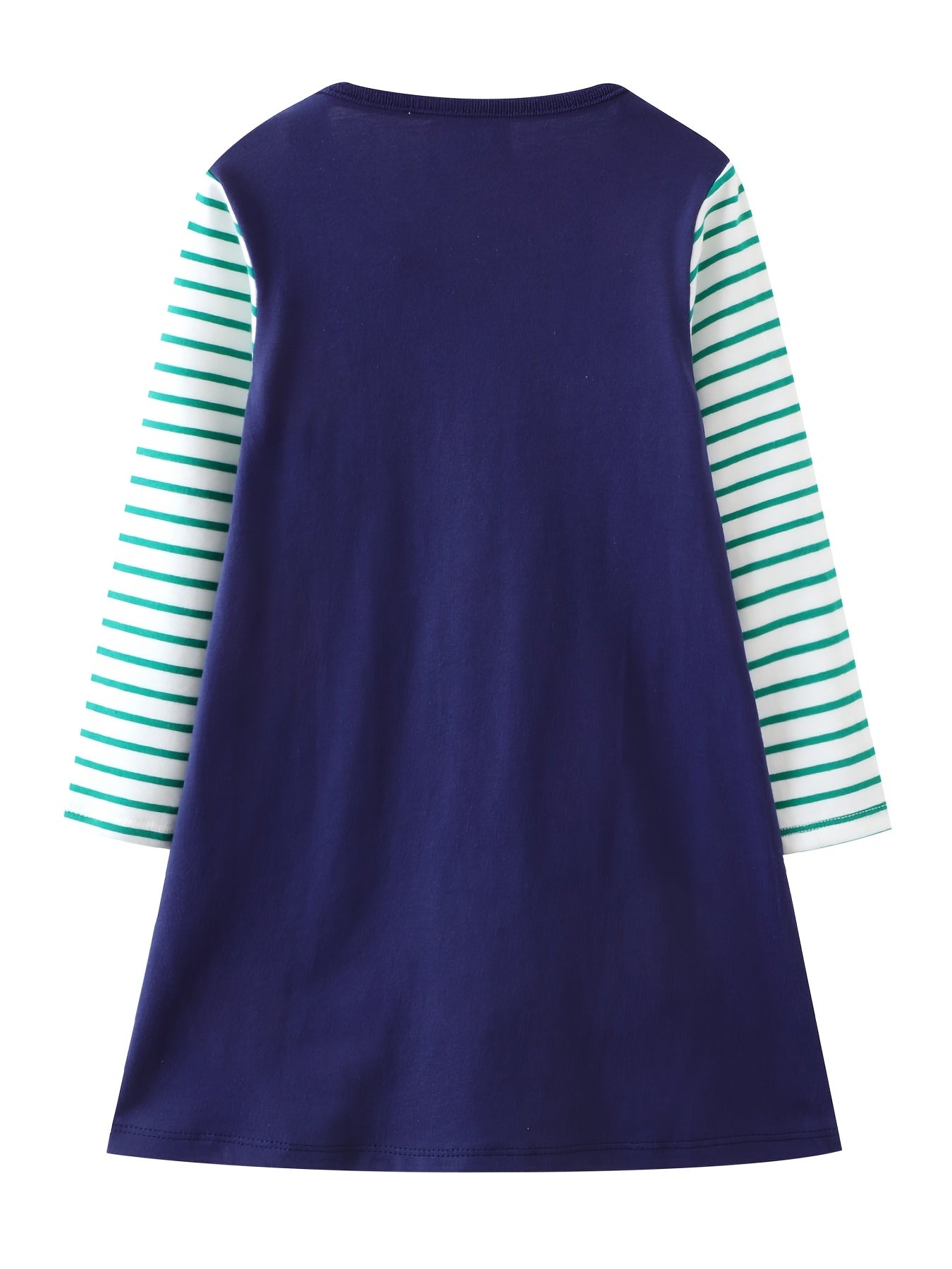 Girls Striped Print Rabbit Patchwork Dress Spring Fall
