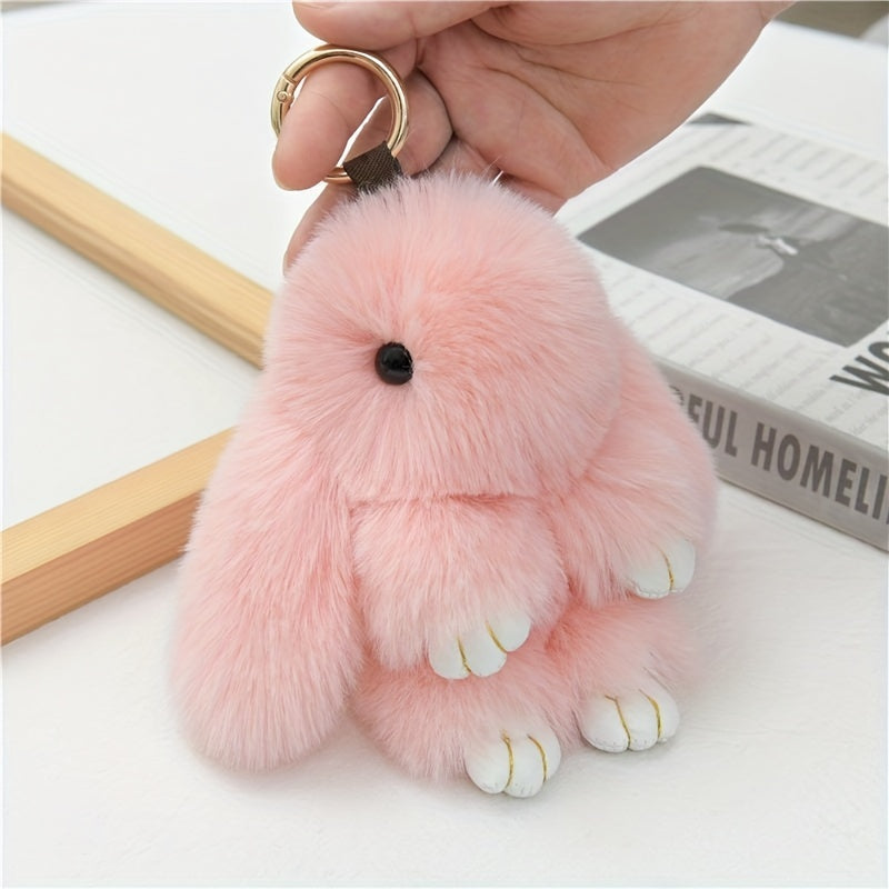 Cartoon Rabbit Doll Keychain Plush Animal Key Ring Purse Bag Backpack Car Charm