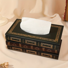 Wooden Painted Three fold Book Shaped Tissue Box