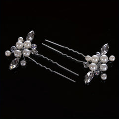 2PCS Bride Faux Pearl Hairpin Wedding Bride U Shaped Hairpin Hair Accessories