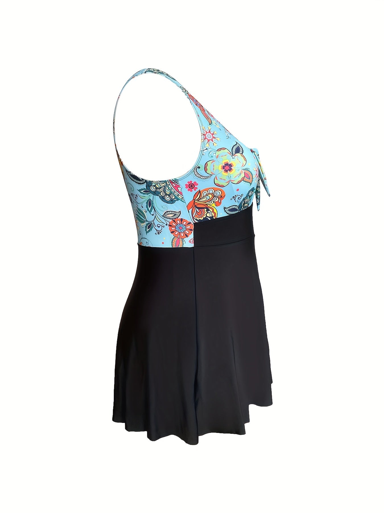 Paisley Print Knot Front One Piece Swimwear Dress