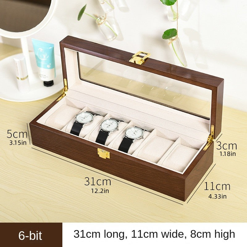 6 10 12 Brown Wood Grain Lacquer Watch