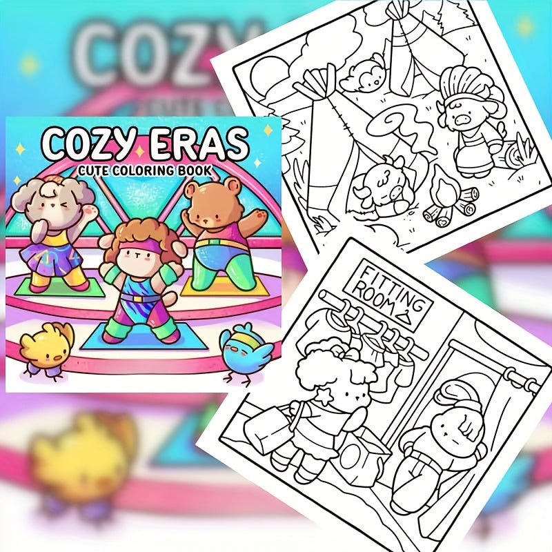 Cozy Eras Coloring Book for Kids Yoga Pose Scenes with Adorable Animals