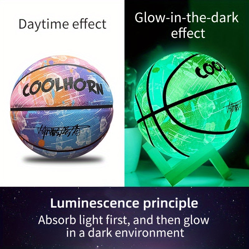 Size 7 Glow In The Dark Basketball Luminous Glowing PU Leather Ball