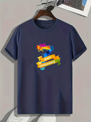 7th Anniv Pattern Print Men's Sports T-shirt, Great Fitness Gift M