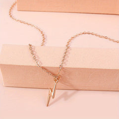 Stylish Golden Lightning Pendant Necklace for Her