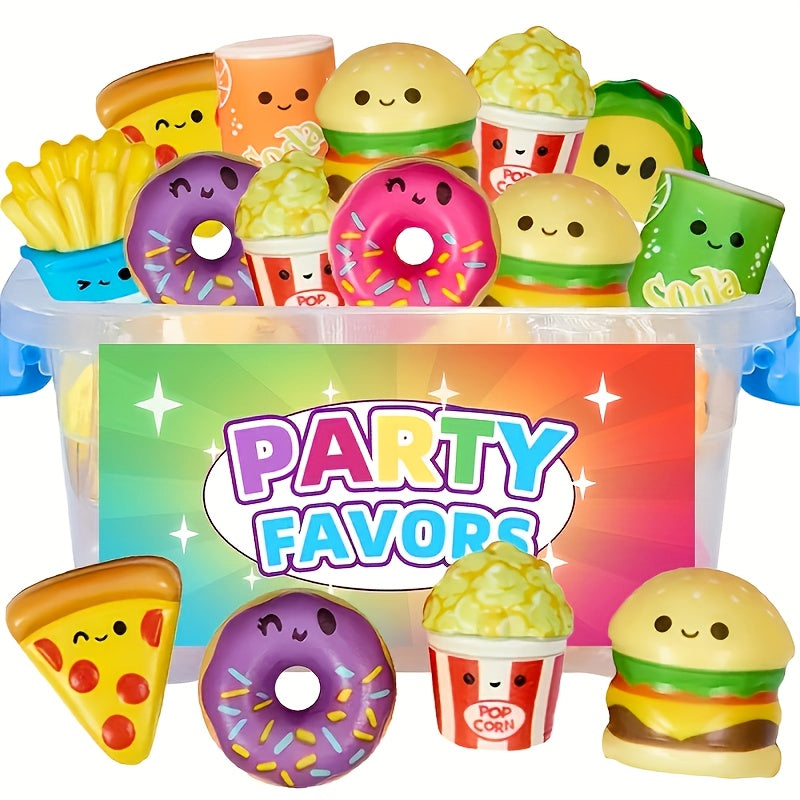 Fast Food Squeeze Toys Set - Kids Party Gift - Burger Donut Pizza - 10-20pcs
