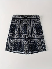 Men's Paisley Print Drawstring Waist Shorts