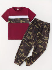 Boy's Camo T Shirt & Sport Shorts Set - Summer Kids Outfit