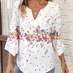 Floral Print Sleeve Blouse
