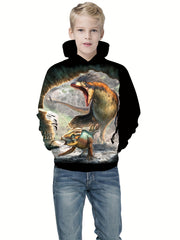 Dinosaur & Wall 3D Print Boys Hoodie
