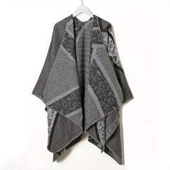 Floral Jacquard Shawl Thick Boho Wrap Windproof Cape Blanket Scarf