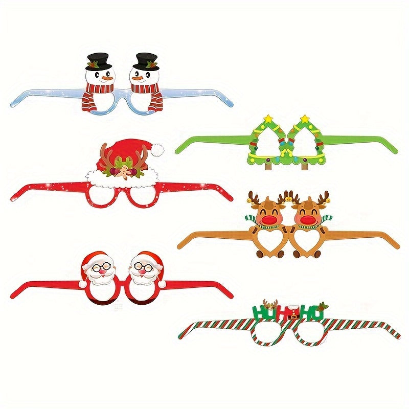 6pcs Christmas Decorative Glasses Snowman Elk Santa