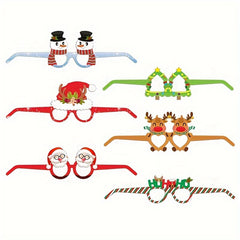 6pcs Christmas Decorative Glasses Snowman Elk Santa