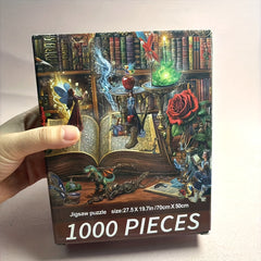 1000pcs Enchanted Library Jigsaw Puzzle Magical Creatures 28x20 Inch