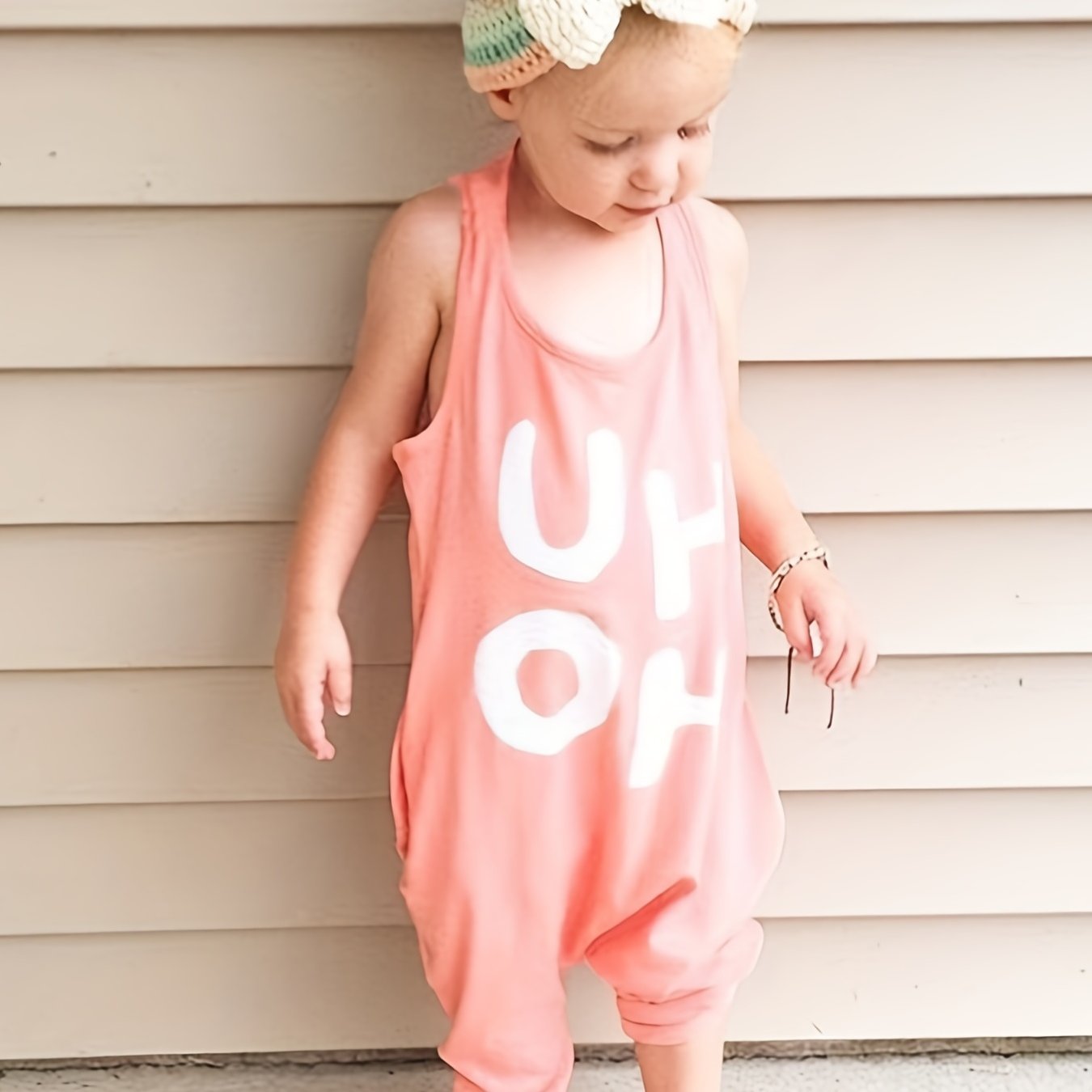 Toddlers Letter Print Baggy Jumpsuit for Summer