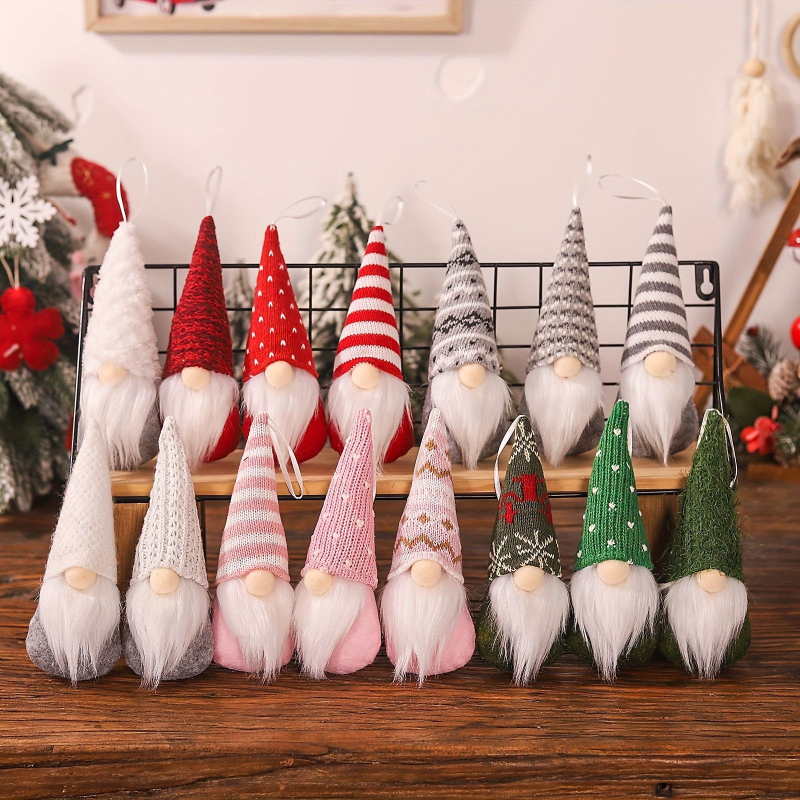 3pcs Christmas Gnome Ornaments Mini Doll Tree Decor Holiday Party Decor