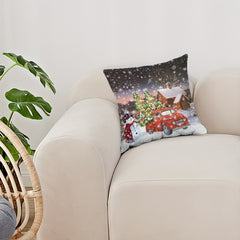 Christmas Tree Car Snowman Pillow Covers Decor