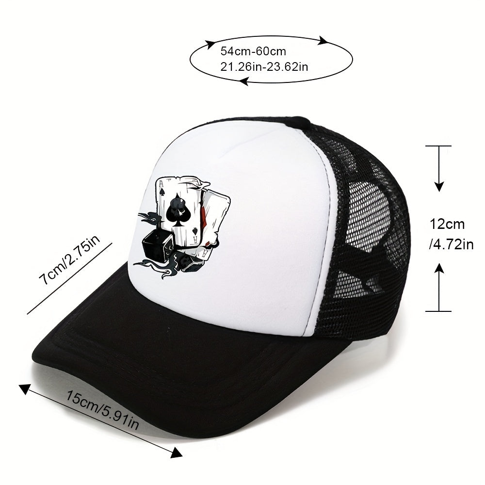 Poker Print Sunshade Baseball Cap Mesh Hat