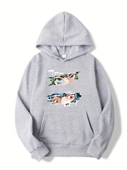 Anime Eyes Print Boys Hooded Sweatshirt