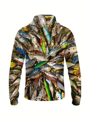 Fish 3D Print Hoodies For Men Graphic Hoodie Comfy Loose Hooded Pullover