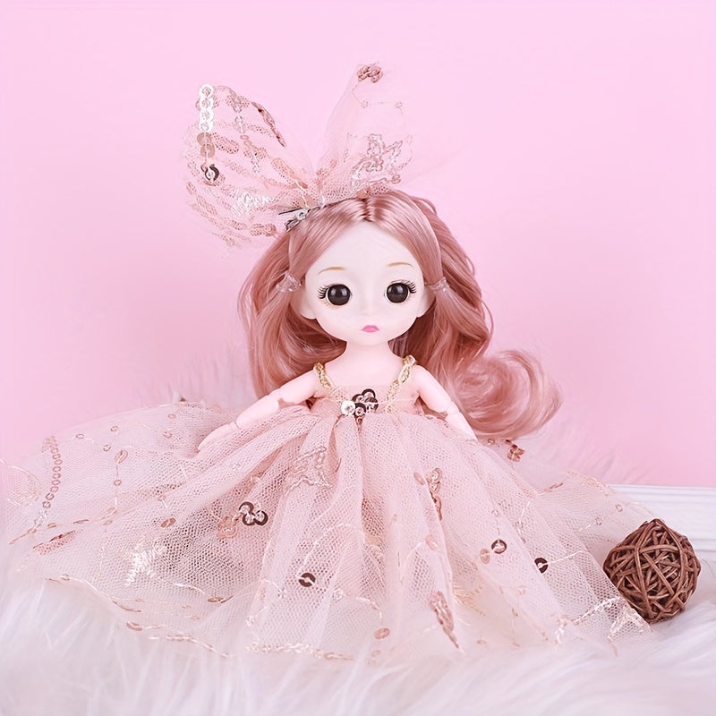 6.69in Yellow Duck Princess Doll Realistic Doll for Girls Dress Up Ornament