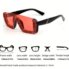Y2K Rhinestone Sunglasses Semi Rimless UV400