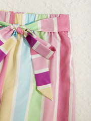 Girl's Colorful Striped Cuffs Casual Pants Unique & Trousers