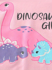Girls Dinosaur Print Pajamas Set Long Sleeved Top & Trousers 2pcs Suit