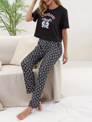 Cartoon Dog Print Pajama Set Women's Sleepwear & Loungewear