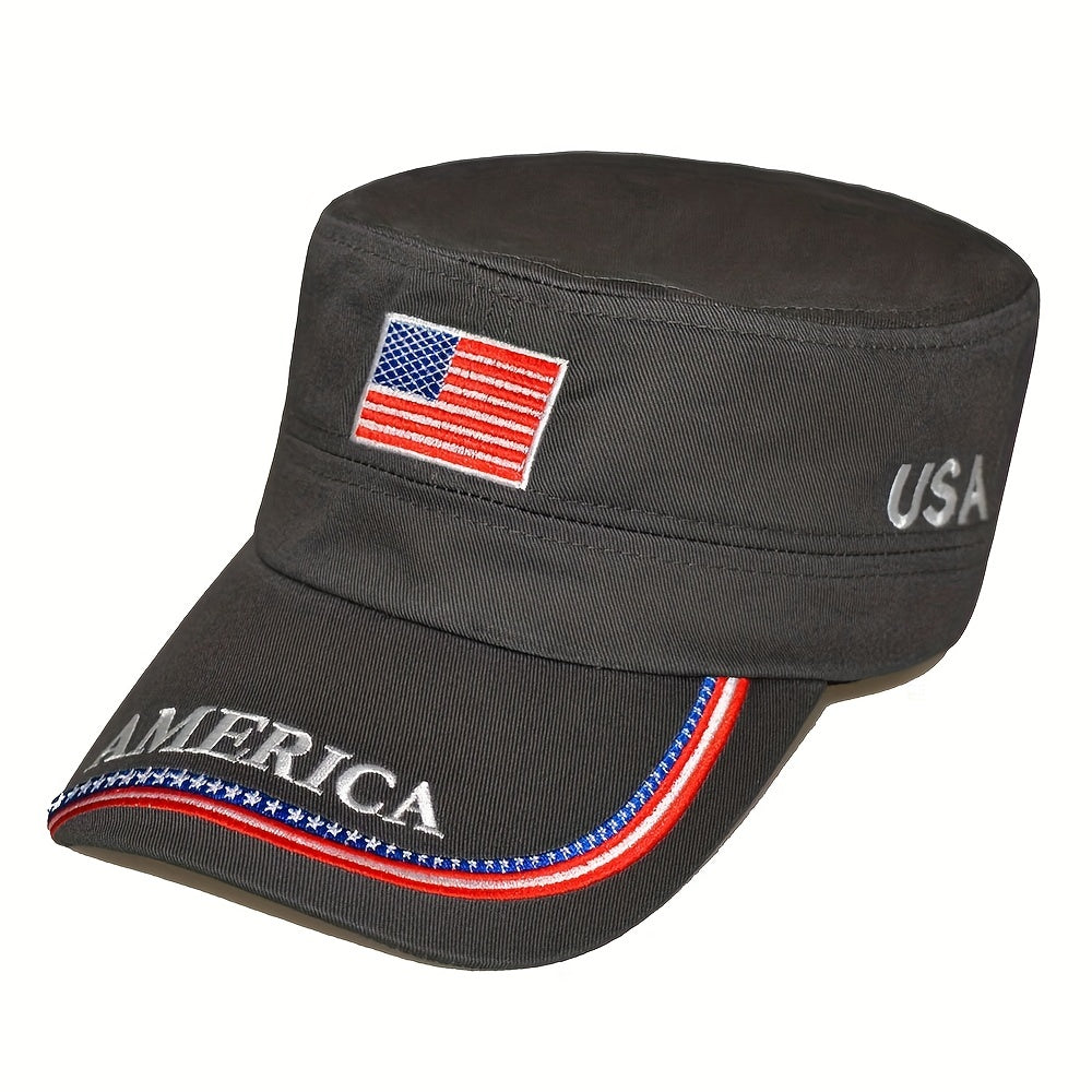 Men's Sunscreen Flag Flat Cap Outdoor Travel Military Long Hat