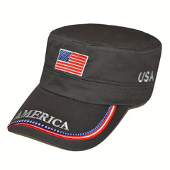 Men's Sunscreen Flag Flat Cap Outdoor Travel Military Long Hat