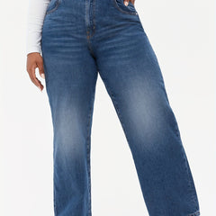 Casual Plus Size Wide Leg Jeans Medium Stretch High Rise