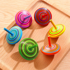 Colorful Wooden Spinning Top Safe Non-toxic Wooden Toy