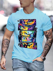 Men's Casual Anime Graphic T Shirt Short Sleeve Tee Crew Neck Summer Tops