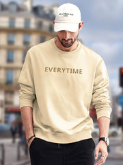 EVERYTIME Print Sweatshirt Men's Casual Graphic Crew Neck Pullover Sweatshirt