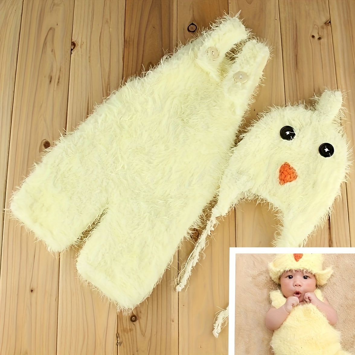 Newborn Chick Costume Crochet Romper Hat Photo Prop Outfit