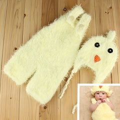 Newborn Chick Costume Crochet Romper Hat Photo Prop Outfit