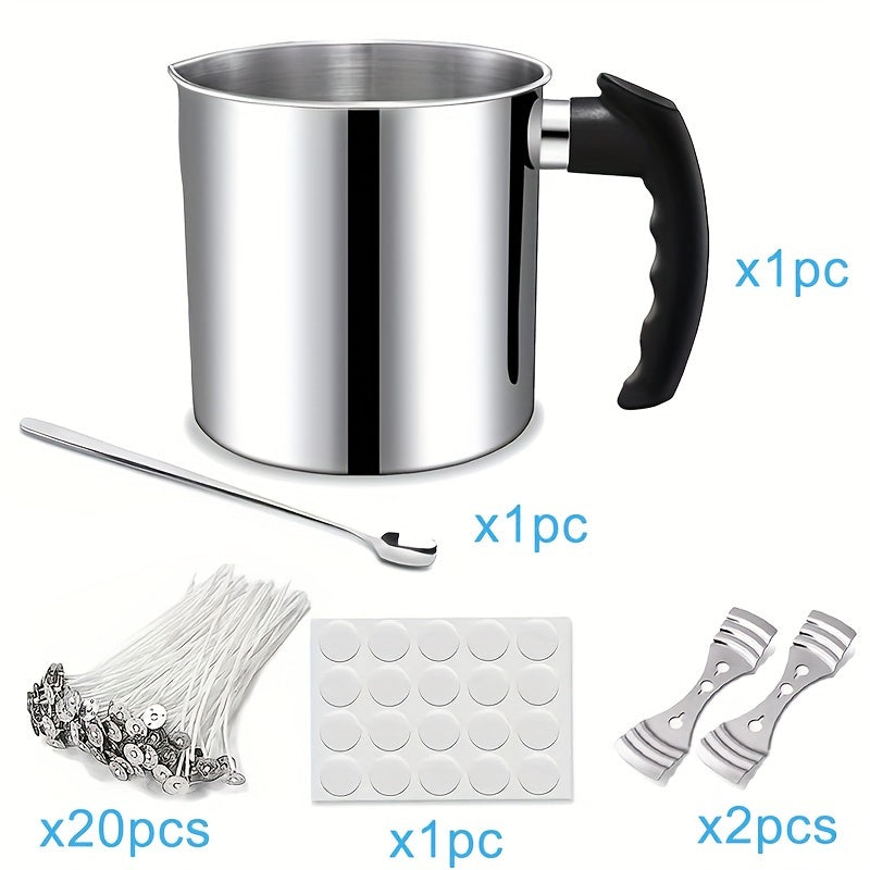DIY Candle Making Kit Supplies - Pouring Pot, Wicks Holder, Wicks, Sticker