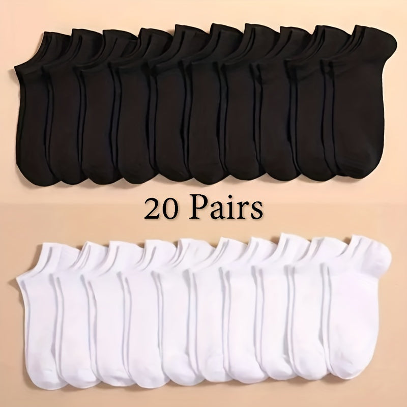 10 20 30 Pairs Unisex Solid Socks Low Cut Ankle Socks Women's Stockings