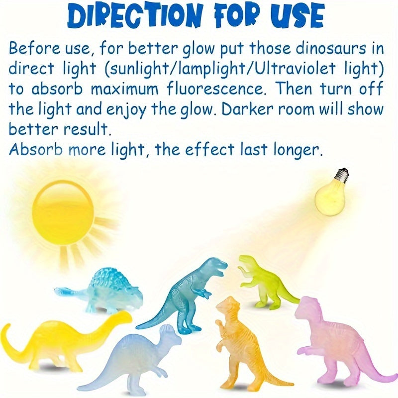 12pcs Luminous Small Dinosaur Set Plastic Bag Dinosaurs C