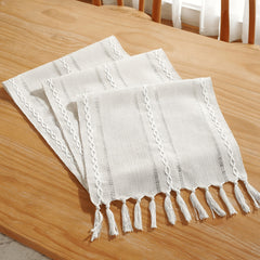 Boho Tassel Embroidered Table Runner 12 9x72in