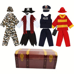 15pcs Role Play Costume Set for Kids Pirate Policeman Soldier Firefighter