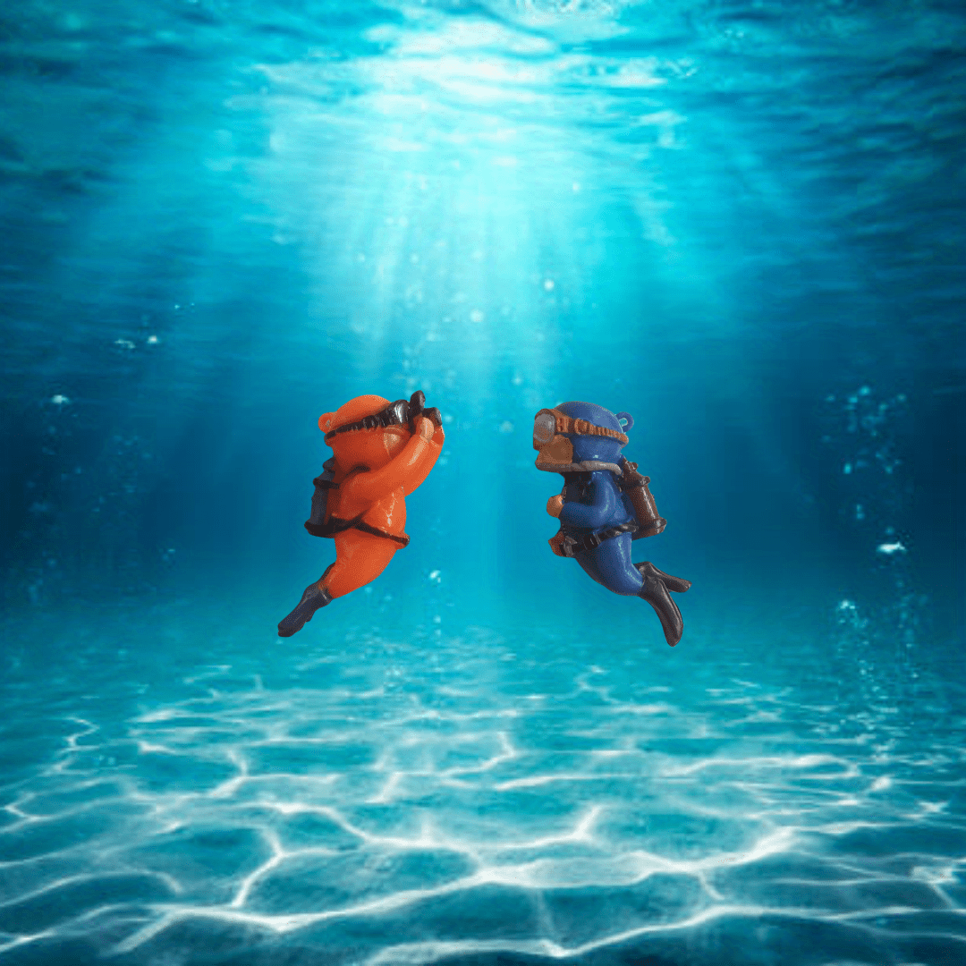 2 Pack Little Diver Aquarium Decorations for Fish Tanks