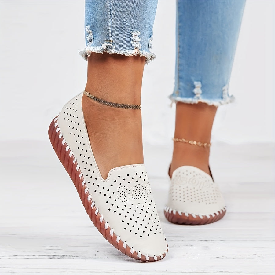 Women's Summer Hollow Out Flat Shoes Soft Sole Slip On Comfortable Loafers